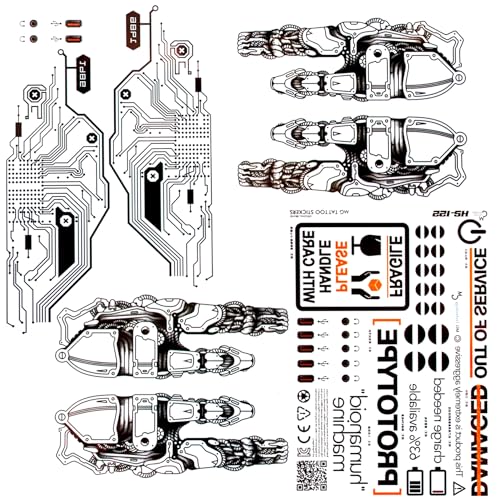 Waterproof Temporary Tattoos - Cyberpunk & Steampunk Designs (4 Sheets)