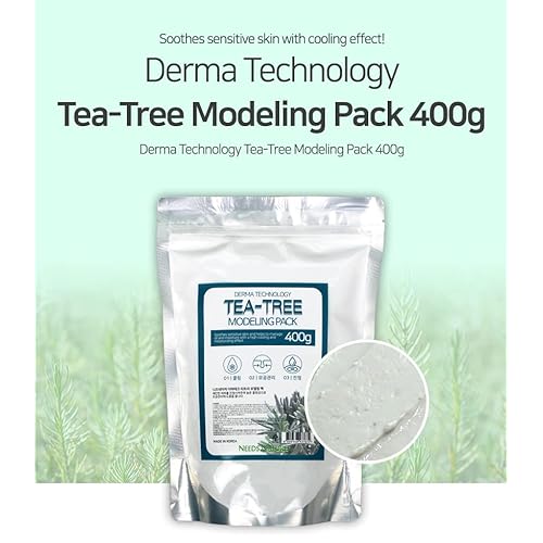 Modeling Mask with Tea Tree ? NEEDS NATURE Korean Rubber Mask for Face ? Cooling & Skin Balancing Spa Pack | 400g Set with mixing tools