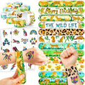 Cheetah Party Favors Bundle - 48 Tattoo Stickers & 24 Slap Bracelets