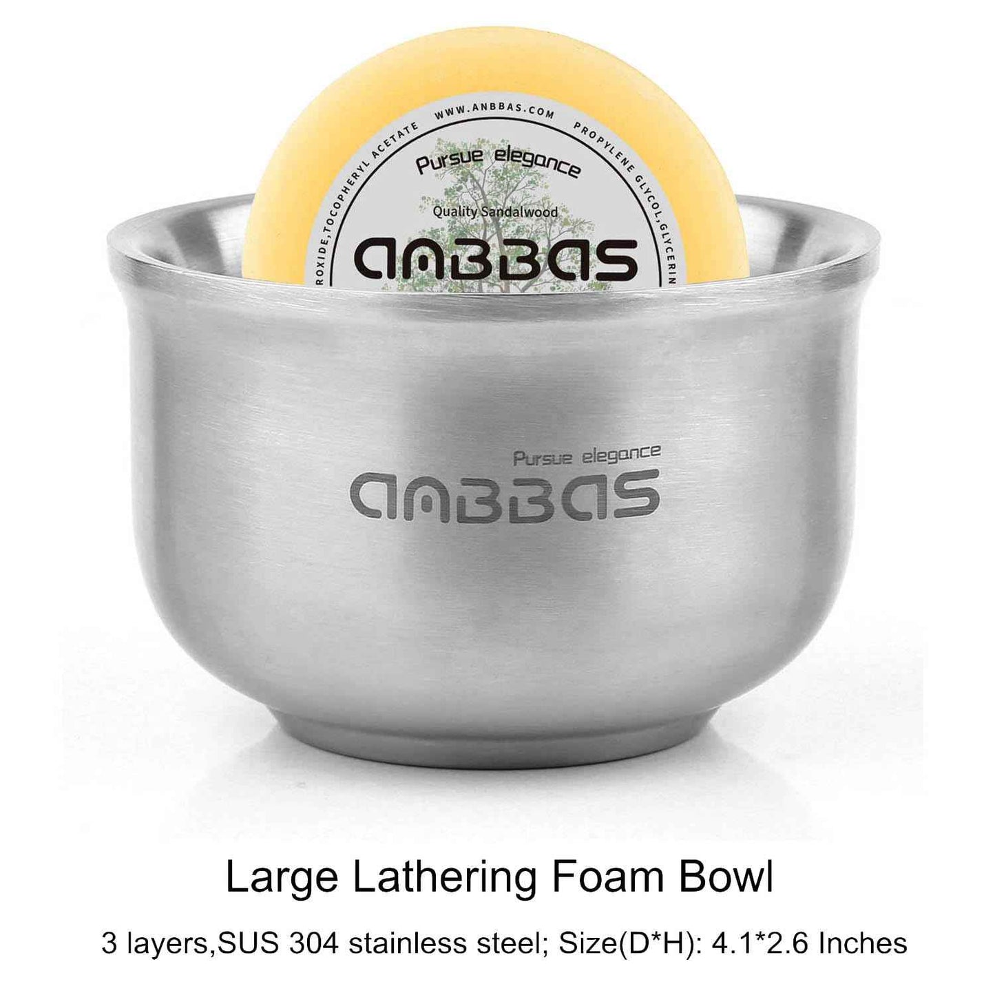 Anbbas Badger Hair Shaving Brush with Wood Handle,Stainless Steel Razor and Brush Stand, Shaving Bowl with Shaving Soap Bar 4in1 Set for Men Wet Shave