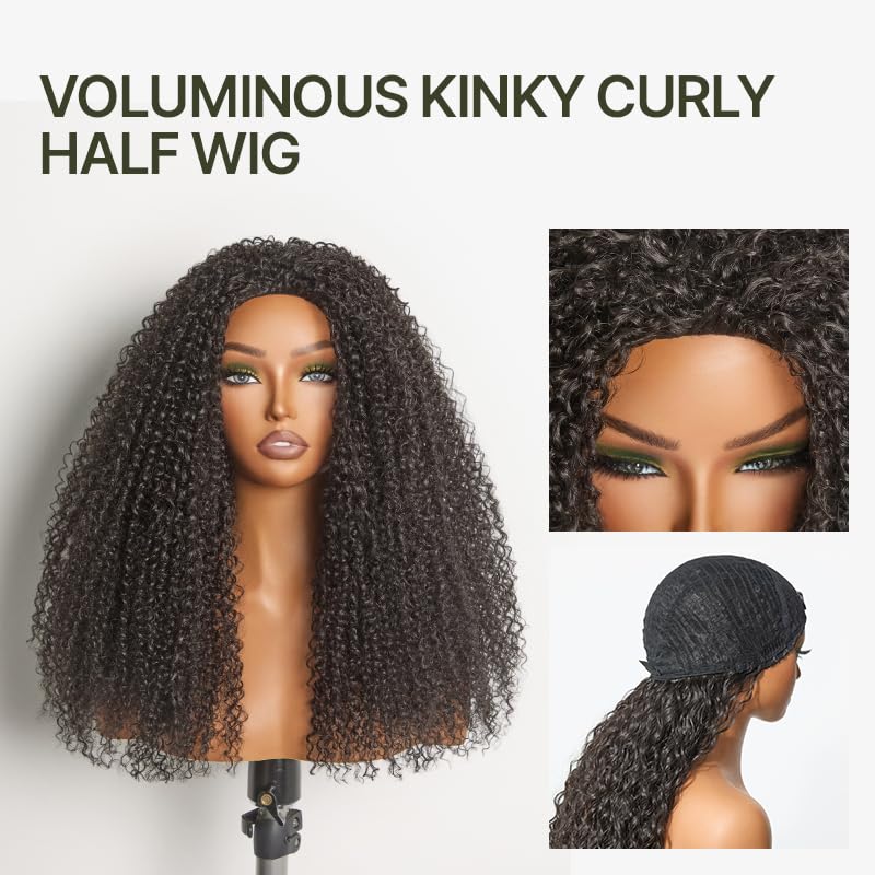 Frodio Kinky Curly Half Wig 20 Inches - Glueless Drawstring Wig