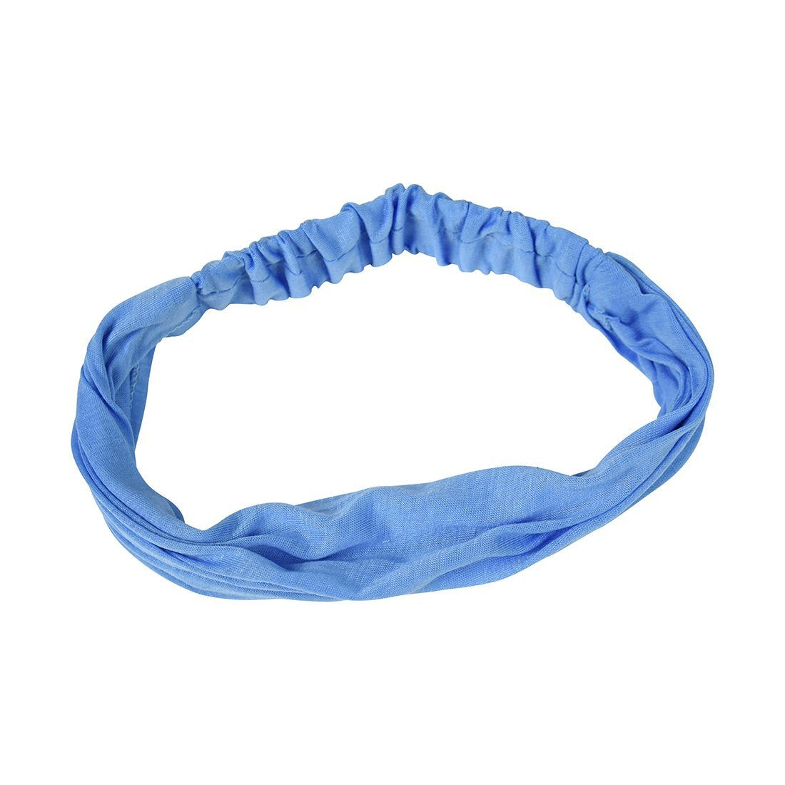 Motique Accessories Sky Blue Wide Cotton Head Band Solid Boho Yoga Style Soft Hairband for Women