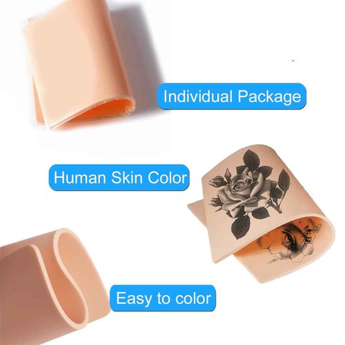 MIUXIA 20Pcs 3mm Fake Skin Tattoo Practice Skins 7.4x5.6" 3mm Thick Soft Silicone for Beginer and Artists Tattoo Supplies