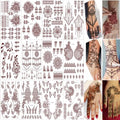 Xmasir 12 Sheets Brown Henna Temporary Tattoo Stickers for Women