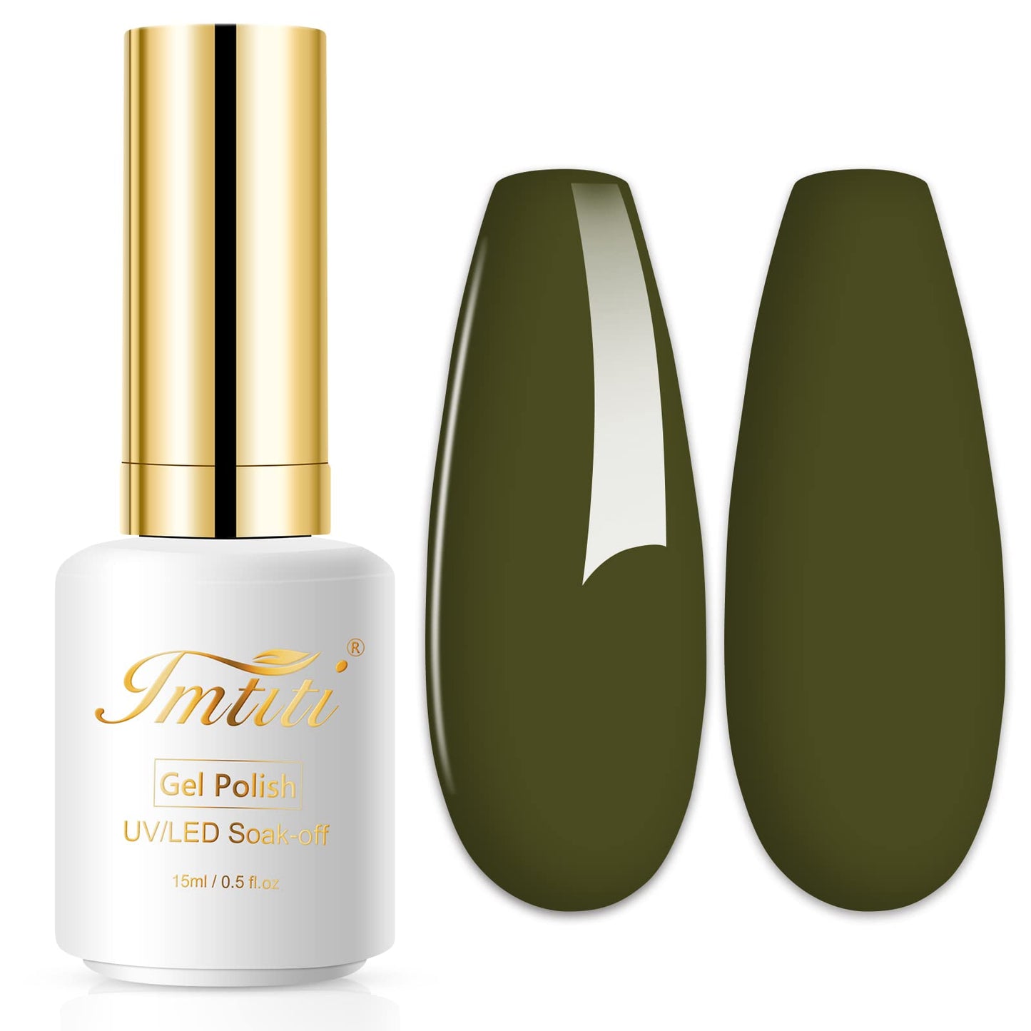 Imtiti Gel Nail Polish, 1 Pcs 0.5 Fl Oz Olive Green Color Gel Polish Soak Off LED U V Nail Gel Polish Nail Polish DIY Nail Art Starter Manicure Salon Gel Nail Kit for Women Girls