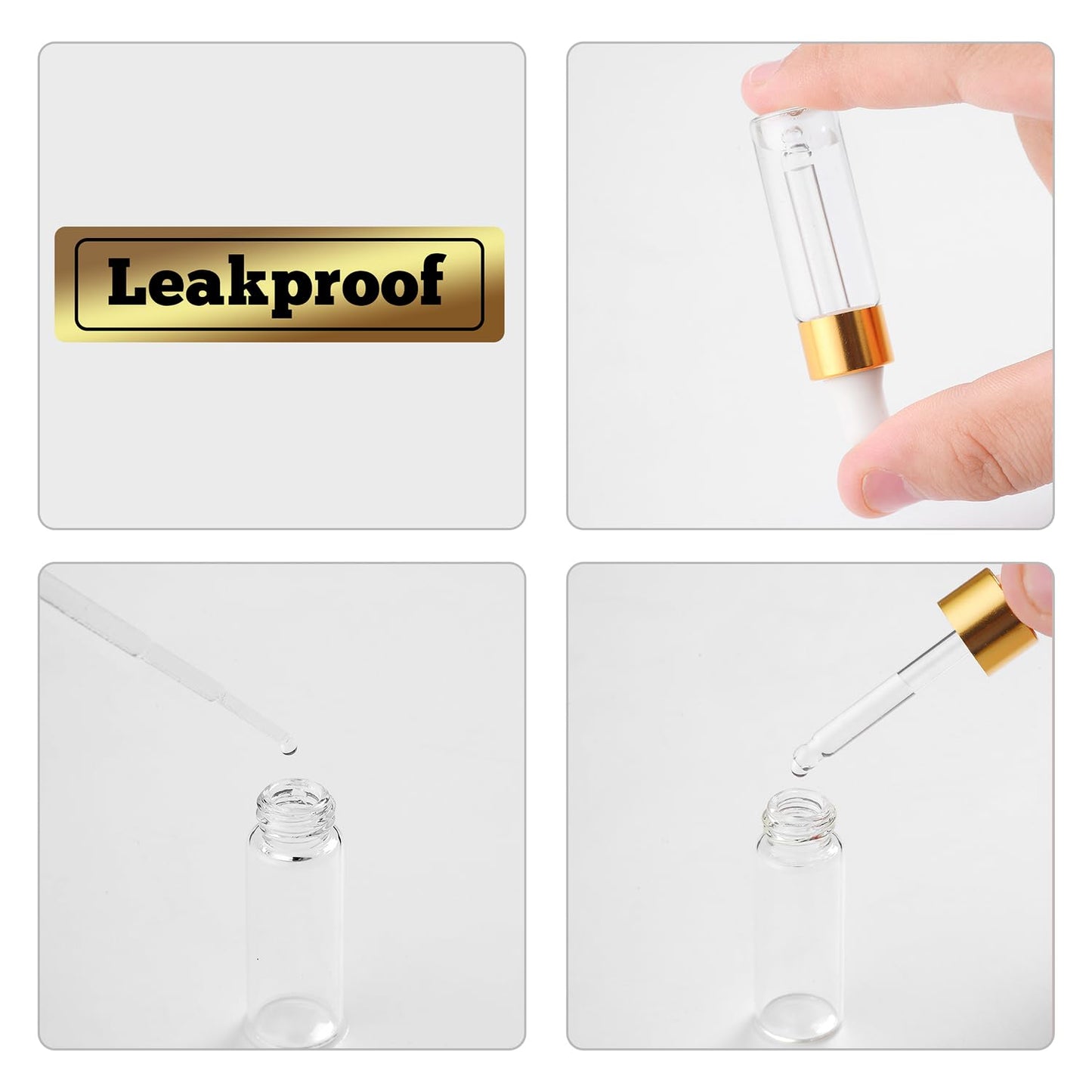 Parfumlism Mini Oil Bottles 5ml – 100pcs Golden Collar Glass Dropper Bottles for Liquid Storage, Sample Distribution, Business Gifts, Beauty Products, and Travel Use