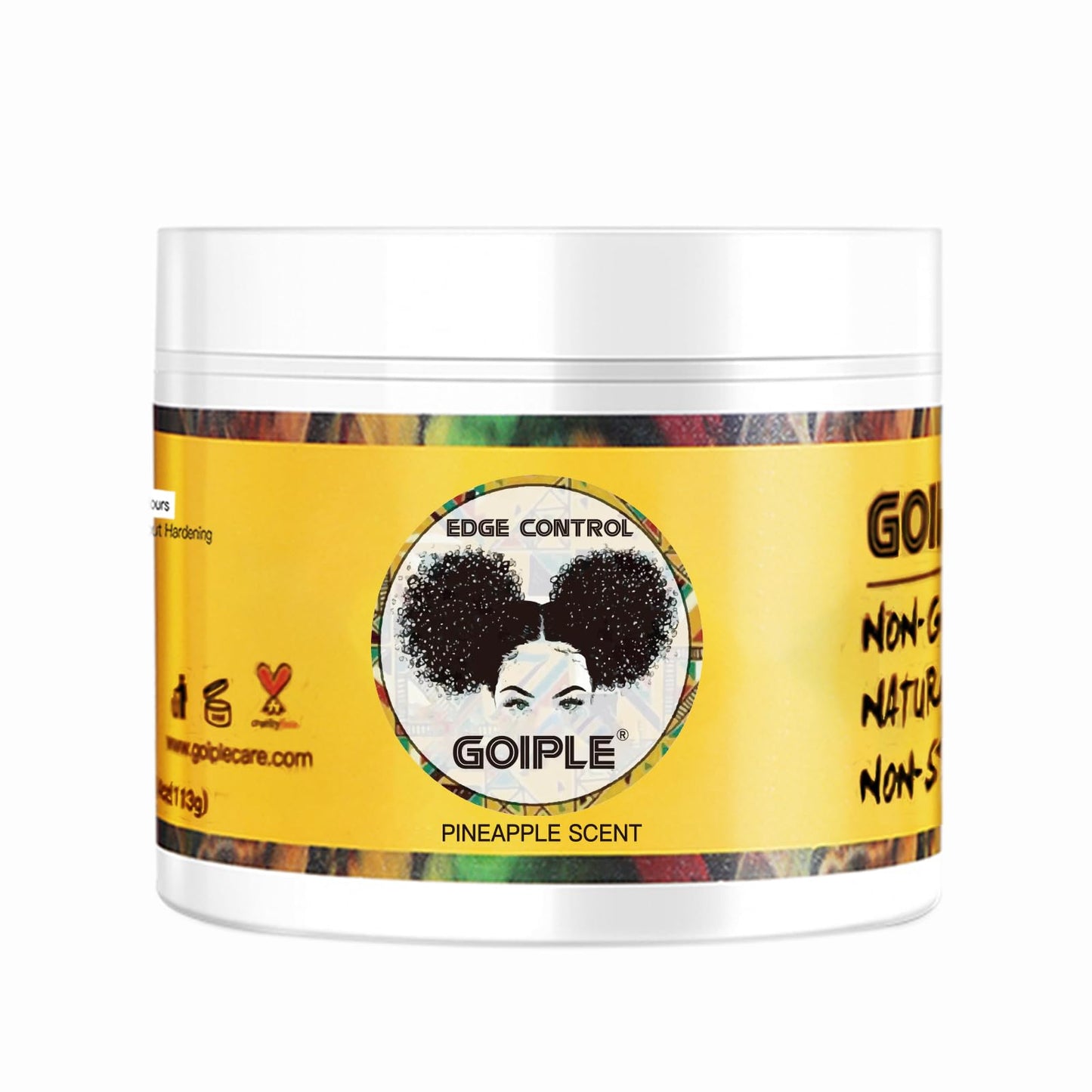 Goiple Edge Control Wax for Women Strong Hold Non-greasy Edge Smoother Pineapple Scent (4oz+0.7oz+Edge Brushes*2+ Edge Scarf)