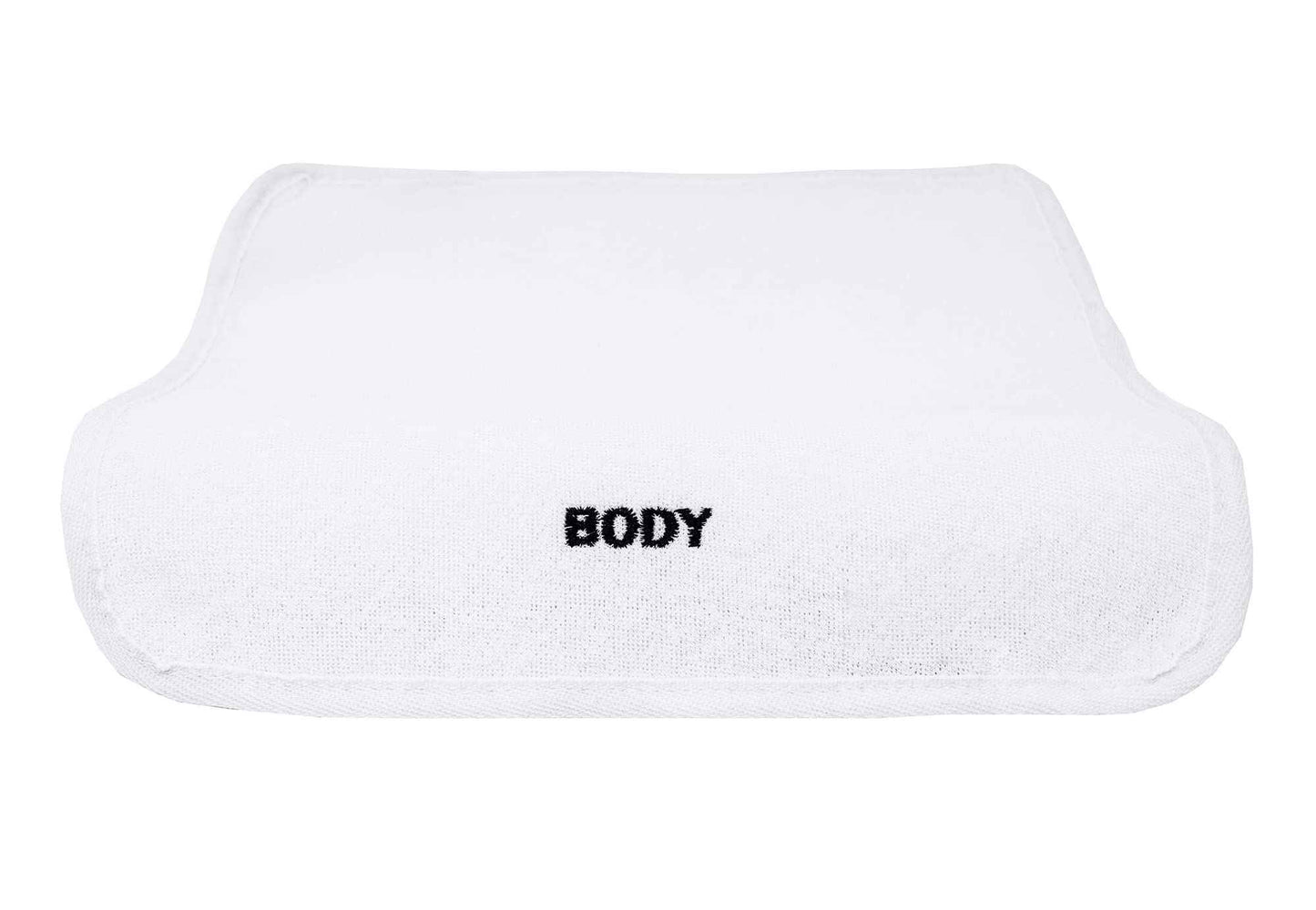 Crafty Cloth 4-Pack Spa Body Cloths | Dual-Sided for Luxurious Soft Lather or Deep Exfoliating Rigid Scrub | Embroidered for Personalized Skin Care (White, Embroidered 4-Piece Set)
