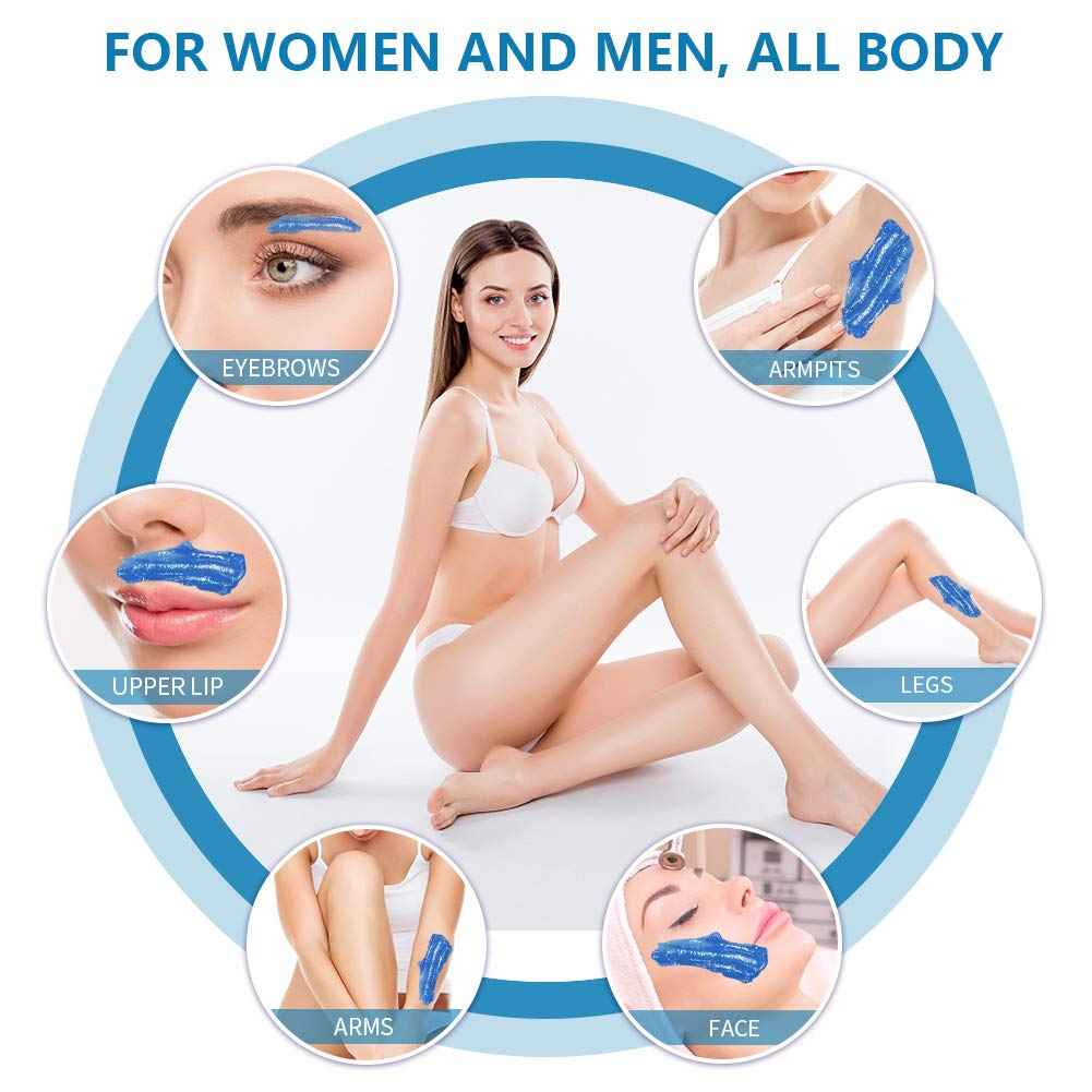 Bestidy Hard Wax Beads for Hair Removal - 1000g Waxing Beans for All Body and Bikini Areas (Blue)