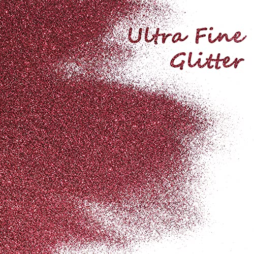 150g Extra Fine Glitter, Holographic Ultra Fine Glitter Powder for Resin, Tumblers, Makeup Face Eye Hair Body, Crafts Painting Arts, Nail Art DIY Decoration (Rosewood Red)