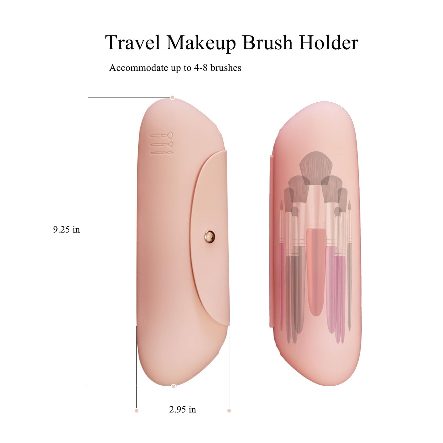 TOPSTUFF Travel Makeup Brush Holder,Travel Essentials for Women,Silicone Makeup Brush Travel Case,Cosmetic Bag with Magnetic Closure,Makeup Brush Pouch Organizer for Travel-Pink