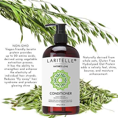 Laritelle Organic Hair Growth Set | Shampoo 17 oz + Conditioner 16 oz + Hair Loss Treatment 4 oz | Organic Quinoa + Keratin + Rosemary, Ginger & Grapefruit | NO GMO, SLS, Gluten, Parabens, Phthalates