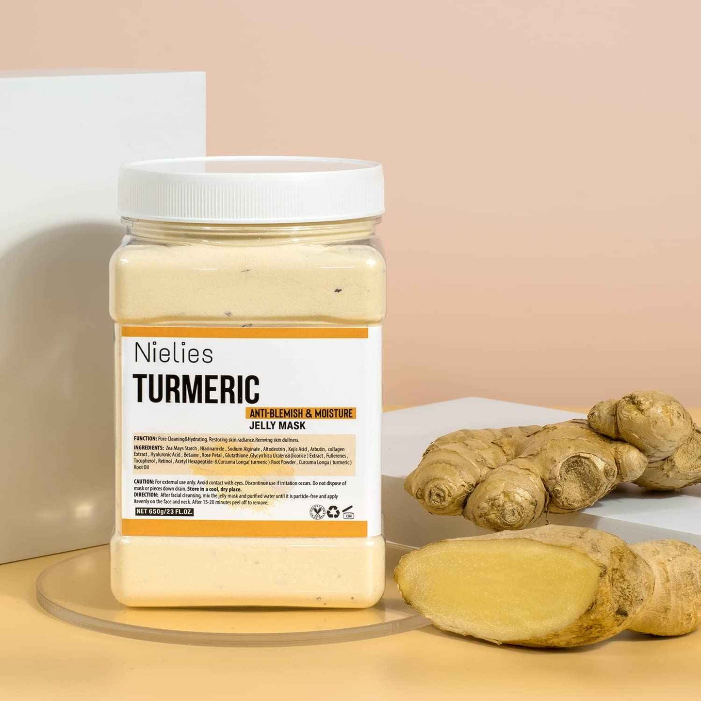 Nielies Jelly Face Mask For Facials | Bundle of 24K Gold & Turemic + Hyaluronic Acid Hydrating And Nourishing HydroJelly Masks | Vajacial