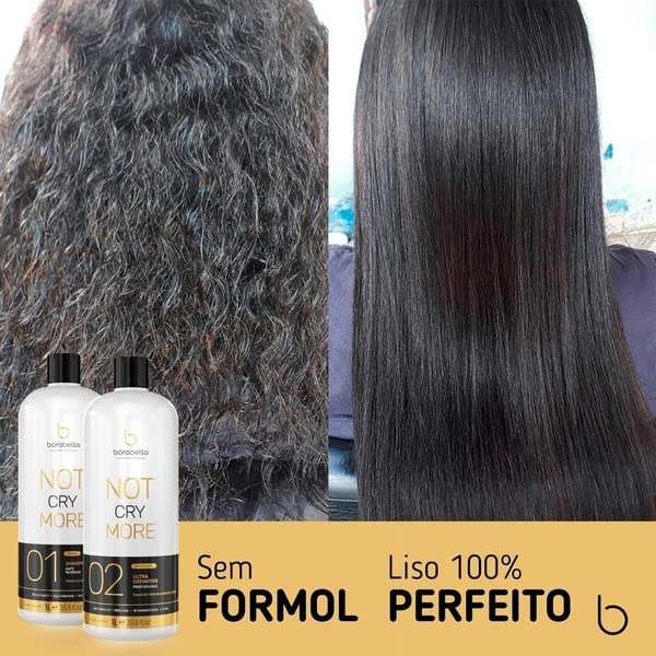 Borabella Nao Chore Mais No More Crying Brazilian Keratin Treatment 2x1000ml | Progressive Brush | Smoothing and Straightening System | Volume Reducer | 100% Straight Hair