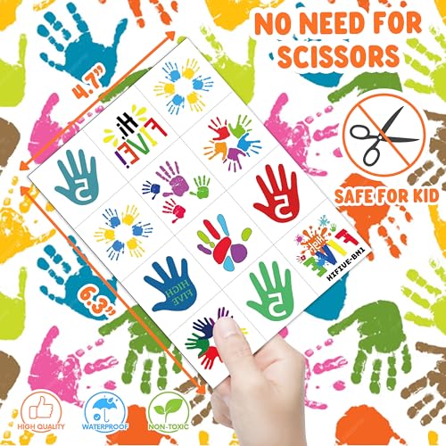 Hi Five Temporary Tattoos for Kids – 96-Piece Party Favors