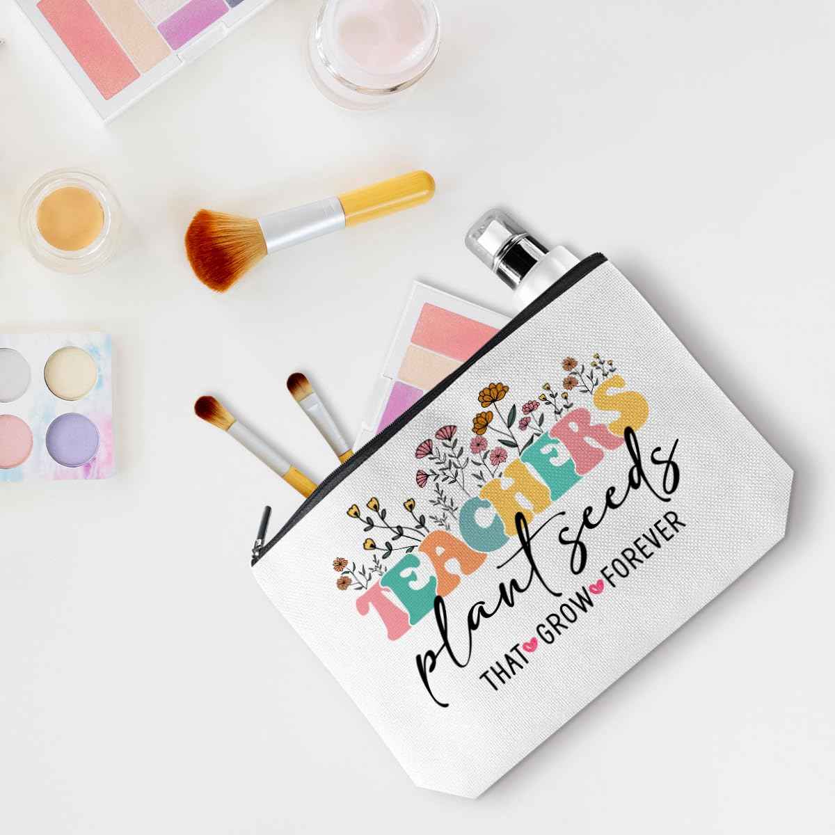 jealance Teacher Gifts Makeup Bag Teacher Appreciation Gifts Cosmetic Bag Travel Toiletry Bags for Women Professor Counselor Nursery High Teachers First Day of School Graduation Christmas Birthday