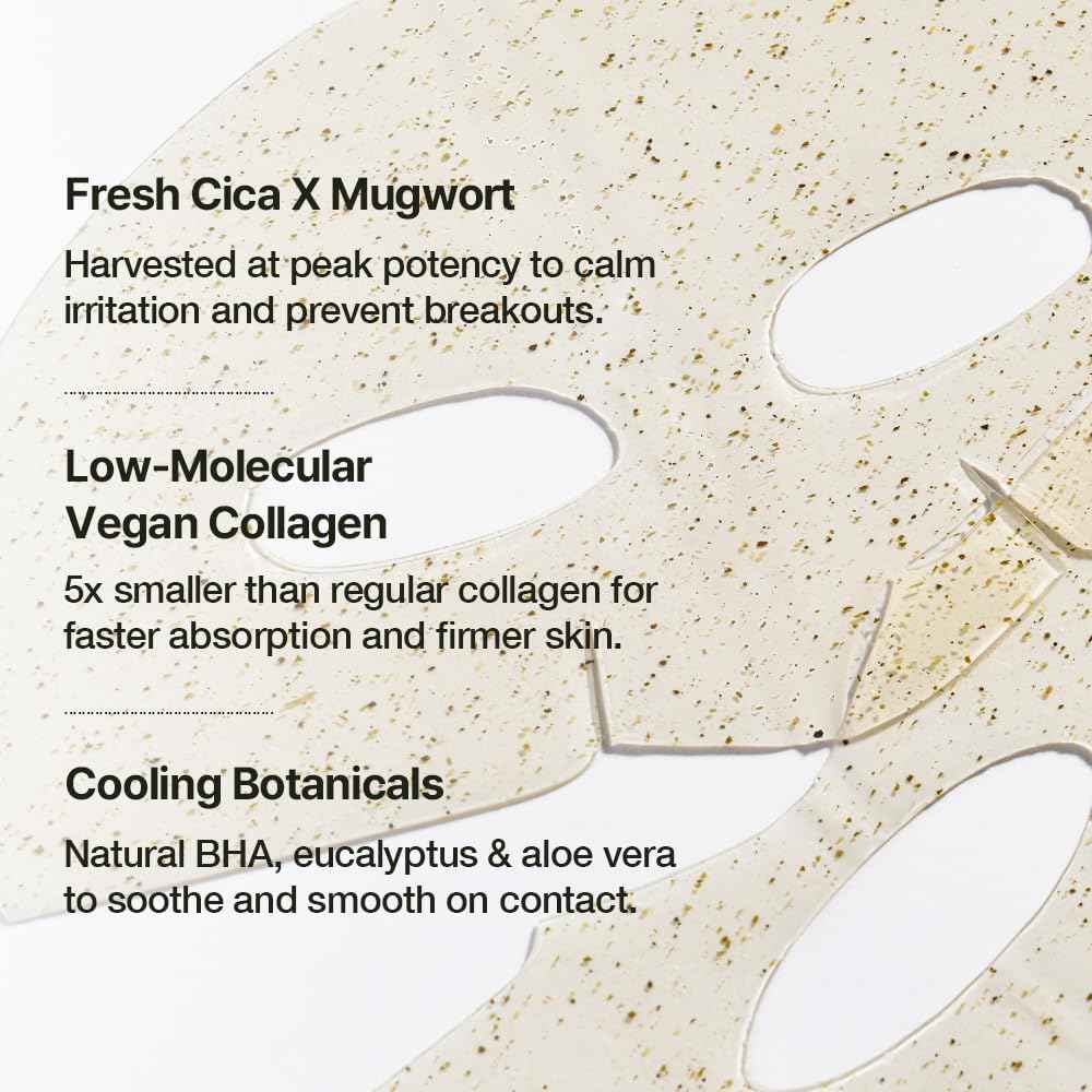 NDP Collagen Cica Cooling Hydro Mask – World’s First Freeze-Ready Hydrogel Face Mask with 55,000Da Vegan Collagen, Real Mugwort & Centella – Korean Mask for Sensitive Skin (36g x 4ea)
