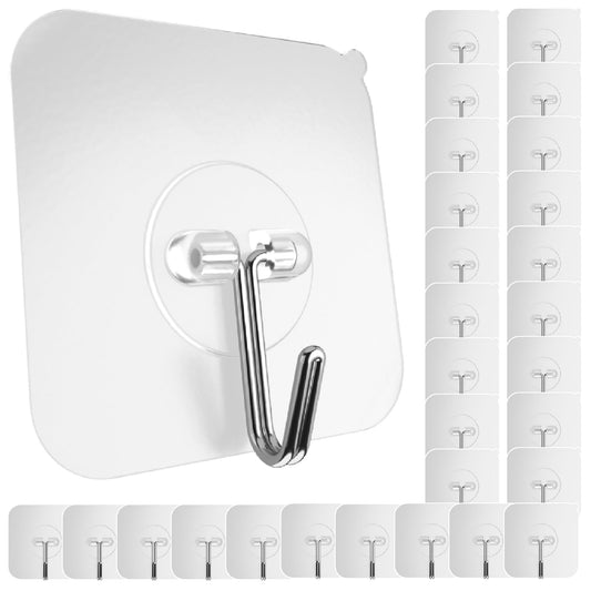 GLUIT Adhesive Hooks for Hanging Heavy Duty 22 lbs - Shower Hook, Robe Towel Hooks, Waterproof Adhesive Wall Hooks for Home, Bathroom, Kitchen, Office, and Outdoor, 40 Pack