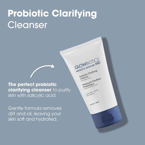 Glowbiotics Probiotic Clarifying Cleanser 5 oz – Gentle Foaming Face Wash with 2% Salicylic Acid & Peptides | Probiotic BHA Cleanser for Oily & Acne-Prone Skin