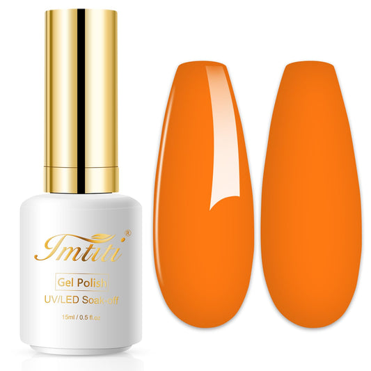 Imtiti Neon Gel Nail Polish, 0.5 Fl Oz Neon Orange Gel Polish Soak Off LED U V Nail Gel Polish Spring Summer Gel Nail Polish DIY Nail Art Starter Manicure Salon Gel Nail Kit for Women Girls