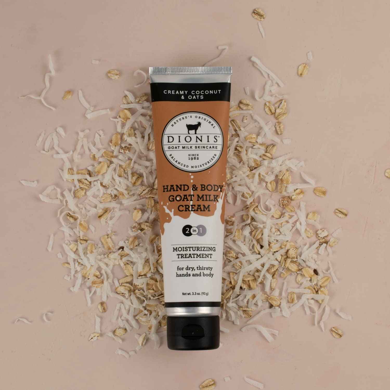 Dionis Goat Milk Skincare Creamy Coconut & Oats Scented Lotion 8.5oz, Hand & Body Cream 3.3oz and Bar Soap 6oz Bundle