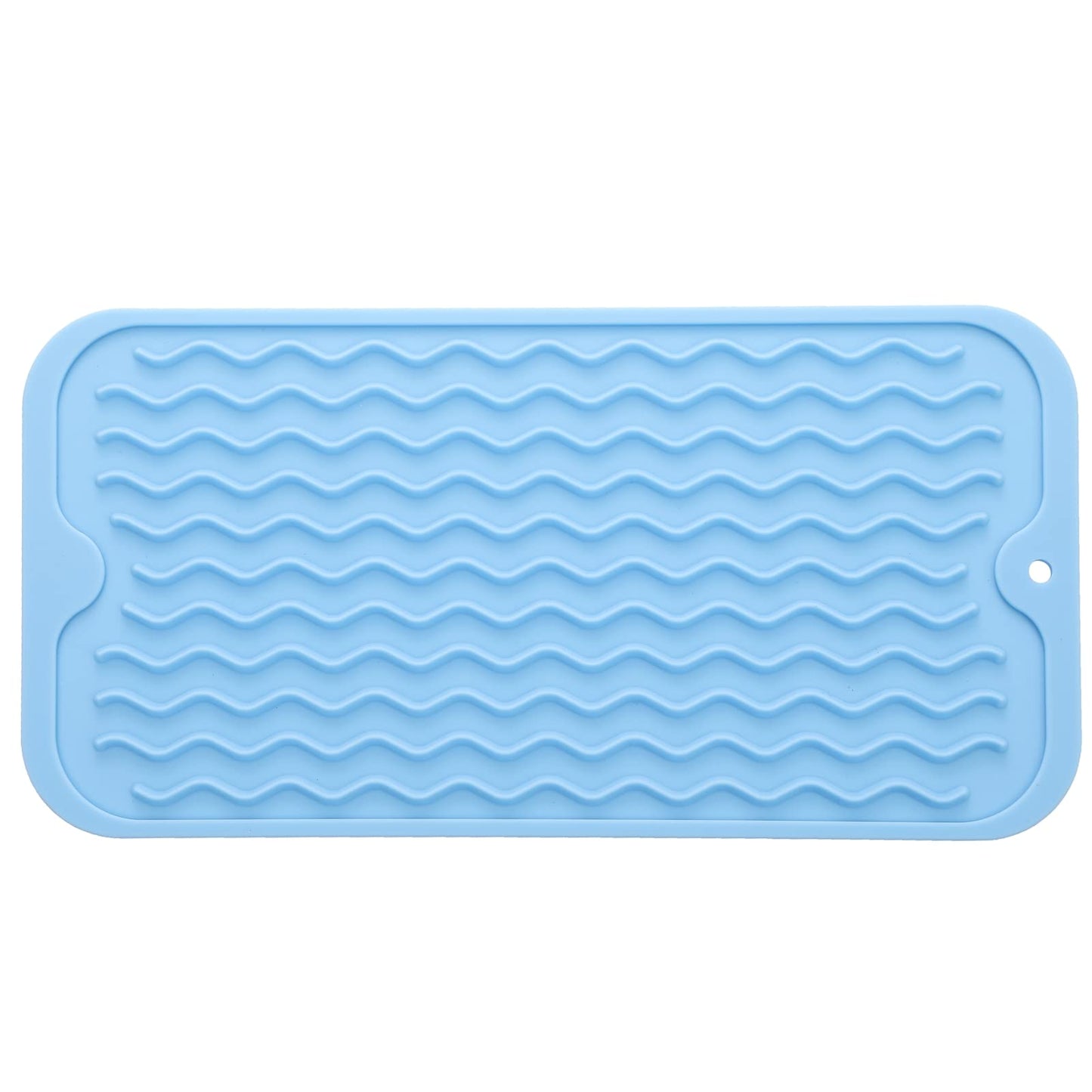 MicoYang Silicone Dish Drying Mat for Multiple Usage,Easy clean,Eco-friendly,Heat-resistant Silicone Mat for Kitchen Counter,Sink,Bar,Bottle,or Cup Light Blue S 12 inches x 6 inches