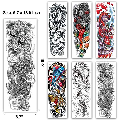 Dragon Fish Temporary Tattoo Sleeves for Men & Women