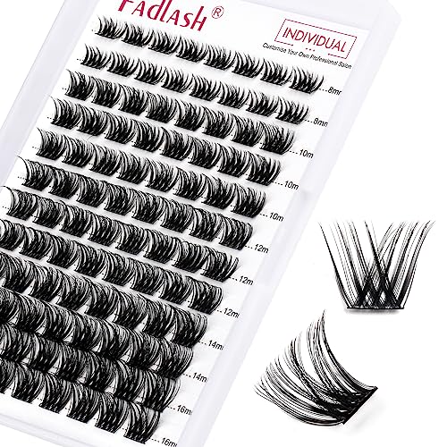 FADLASH Lash Clusters DIY Eyelash Extensions 96 Pack D Curl