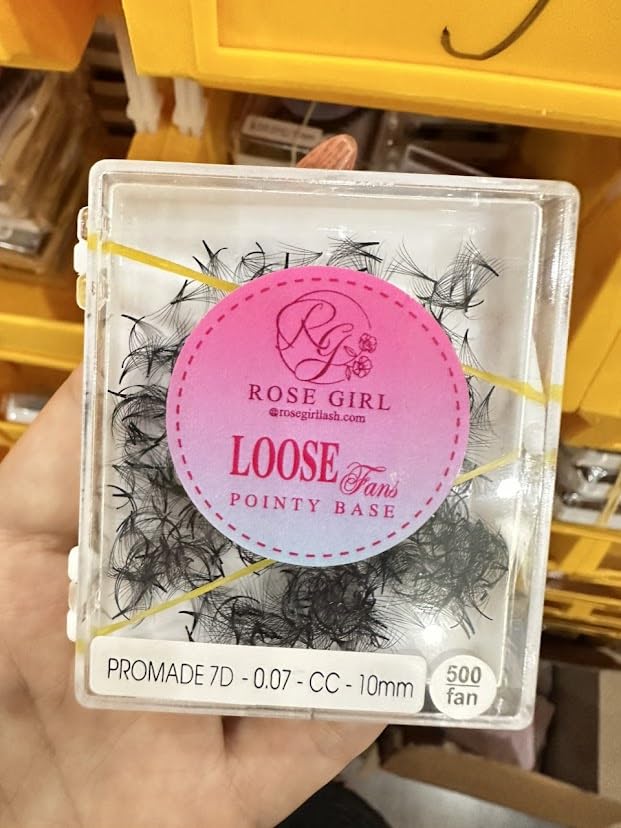 ROSE GIRL Loose Promade Fans - Natural Look Handmade Volume Eyelashes From 3D To 16D - C CC D DD Curl - False Lashes Extensions - Thickness 0.03~0.1 mm - 8~20 mm Length(7D-0.07-C (14mm))