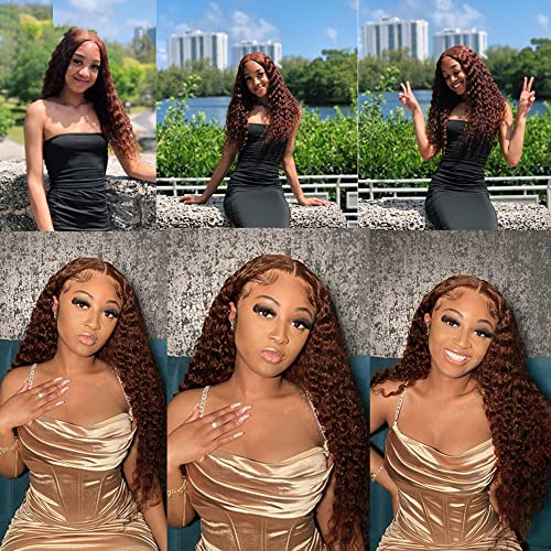 DiexrLamx 300g Deep Wave Human Hair Bundles 22-26 Inch #4 Brown, 3 Pack Variation 4-D Chocolate D