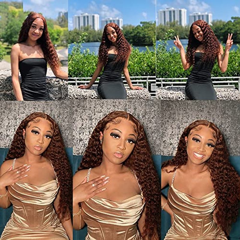 34 Inch Color #4 Brazilian Virgin Hair 3 Bundles Deep Wave