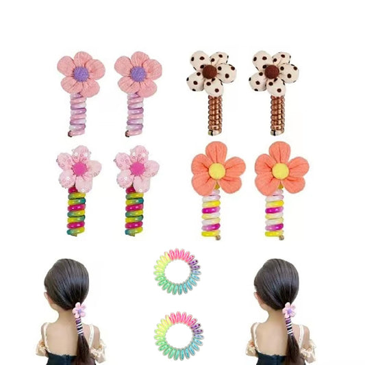 Stylish Spiral Hair Ties, Colorful Telephone Wire Accessories for Kids & Women's Trendy Hairstyles (8 PCS)