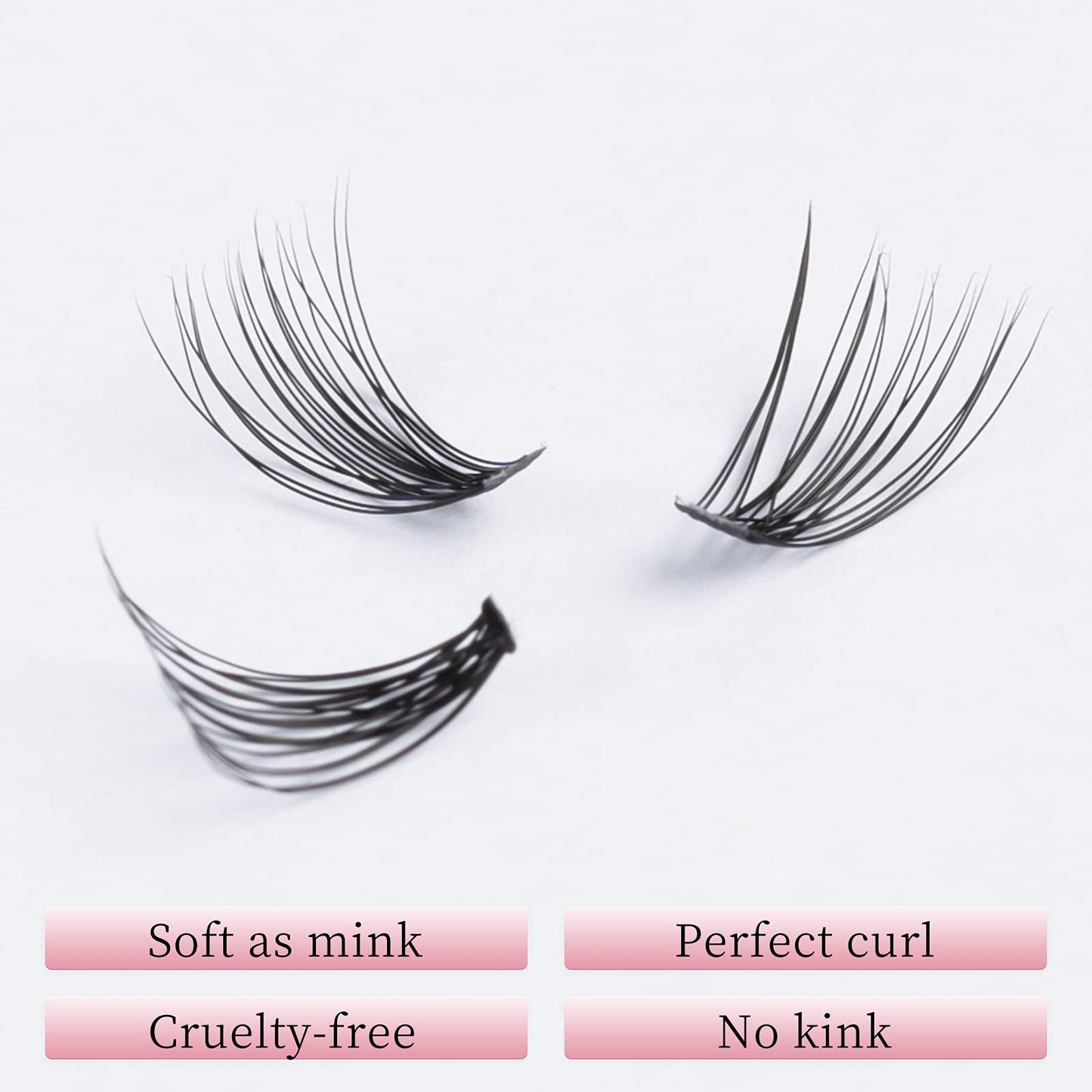 LANKIZ Individual Lashes Natural Cluster Lashes 10 Roots C Curl 0.1mm Thickness 8-14mm Mix Faux Mink DIY Individual Eyelashes