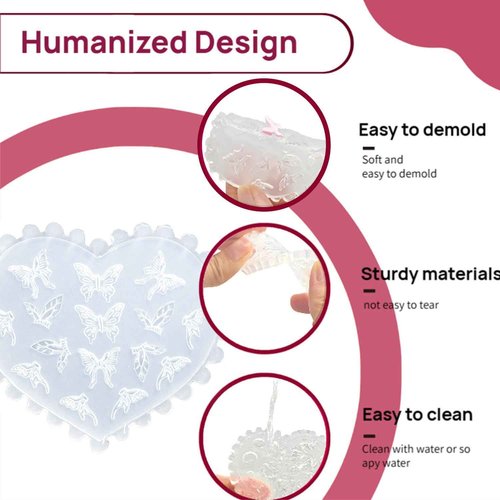 6Pcs 3D Silicone Nail Molds, Flowers Nail Charm Butterfly Nail Art Silicone Mold Spring Flower Nail Charms Resin Molds with 121 Patterns Nail Art for Women Accessories Nail Supplies, Earrings