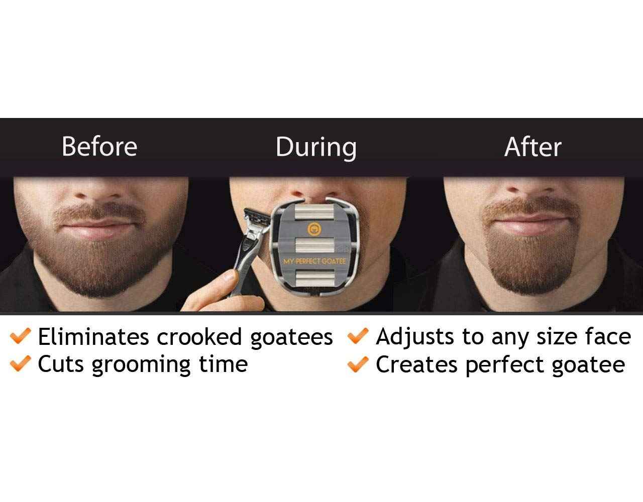 Mens Goatee Shaving Template - Create Perfectly Shaped Beards Every Time - Adjustable, Reduces Shaving Time - Shape Van Dyke, Circle Beard, Version 1.1 (2-pack)