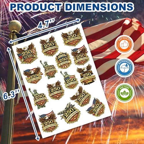 250th Anniversary Patriotic Temporary Tattoos - 60PCS