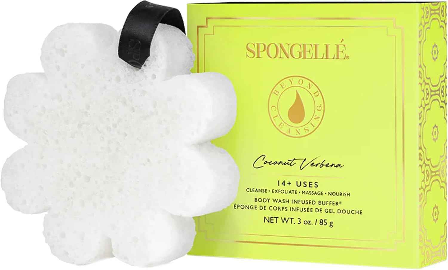 Spongelle Wild Flower Buffer Body Scrubber with Box | Bath & Shower Loofah for Women | Exfoliator with Body Wash Infused | 14+ uses (Coconut Verbena, Grapefruit Cassis, Freesia Pear)