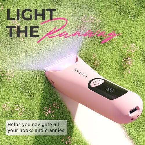 Bikini Trimmer for Women Pubic Hair: Rechargeable Eletctric Razors for Women - Painless Eletctric Shaver - (Blossom Pink)
