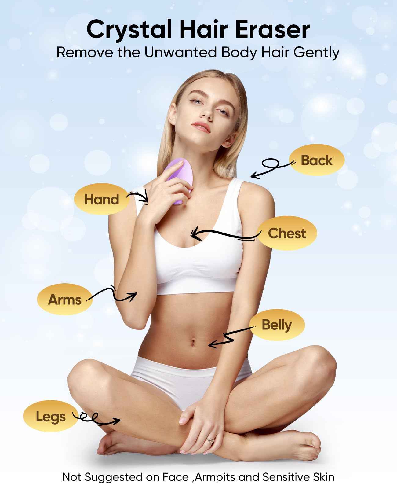 SILVLF Crystal Hair Eraser for Women and Men, Reusable Crystal Hair Remover Magic Painless Exfoliation Hair Removal Device, Epilator Device for Legs Back Arms