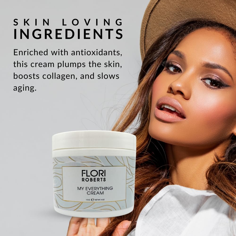 Flori Roberts My Everything Crème, Moisturizer for Face, Eyes and Throat, Anti-Wrinkle and Skin Firming, Facial Cream, 4oz