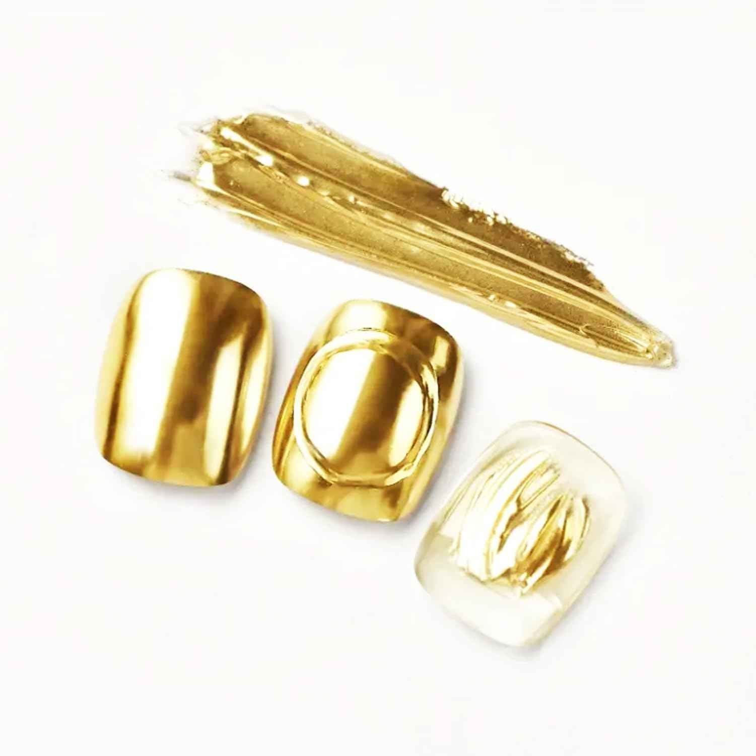 Mirror Chrome Powder Kit Holographic Metallic Gold Chrome Powder for Nails Dust Sequins UV Gel Pigment Decoration Gold Chrome Nail Powder Kit Yellow