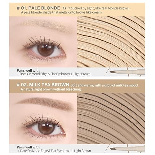 Heart Percent Dote On Mood Fake-Up Browcara, Waterproof Volumizing Long-Lasting Brow Pencil, Fast Fix Ultra-Fine Eyebrow Color Mascara, Cruelty Free, Vegan, 16g, 01. Pale Blonde