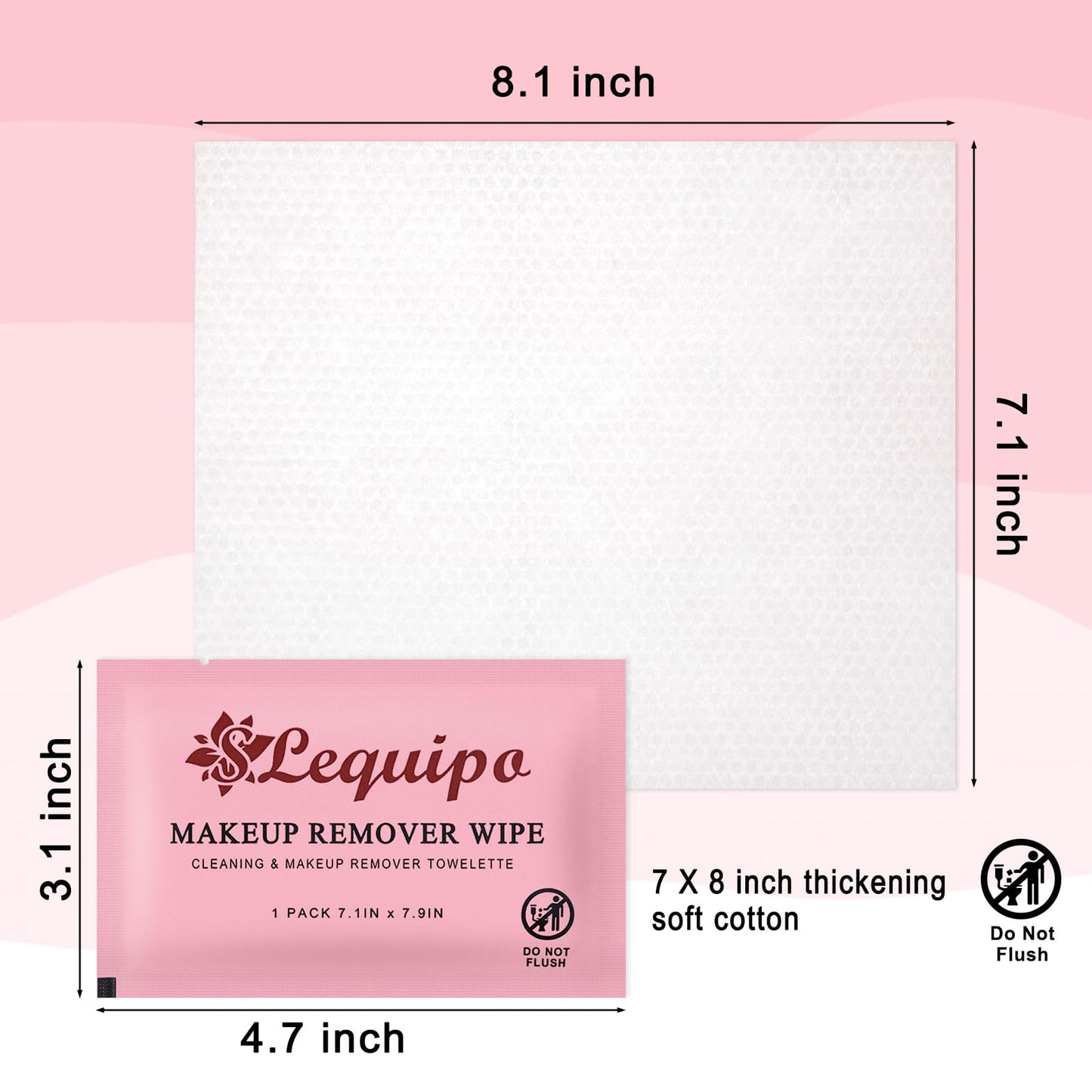 SLequipo 100 pcs Makeup Remover Wipes Individually Wrapped, Bulk Single Makeup Remover Wipe Travel Makeup Remover Cloth for Face (PINK)