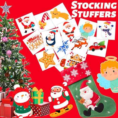 winthrop 240 Pcs Christmas Temporary Tattoos for Kids, Bulk Safety Waterproof Tattoos, Christmas Prizes Assorted Gadgets, Best Choice for Christmas Party Favors, 60 Different Designs Elk Santa Claus