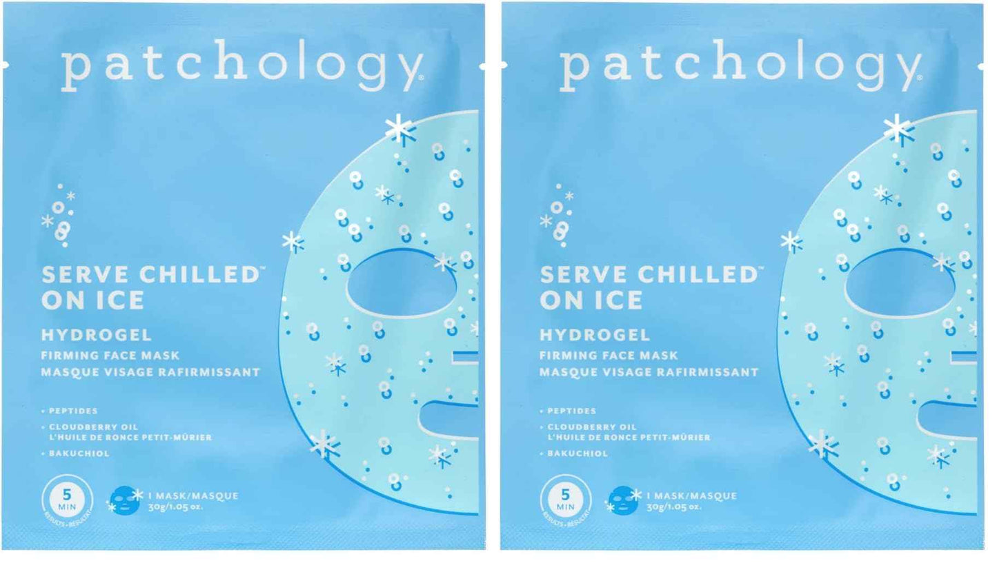 Patchology Iced Cooling and Firming Hydrogel Masks with Peptides, Cloudberry Oil and Bakuchiol. Facial Sheet Mask designed to firm skin and soothe redness and puffiness 1 - Count (Pack of 2)