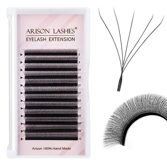 5D W Shape Eyelash Extension Natural Soft Volume 0.07mm D curl 8mm Premade Fans Faux Mink Matte Black Cluster 12 rows