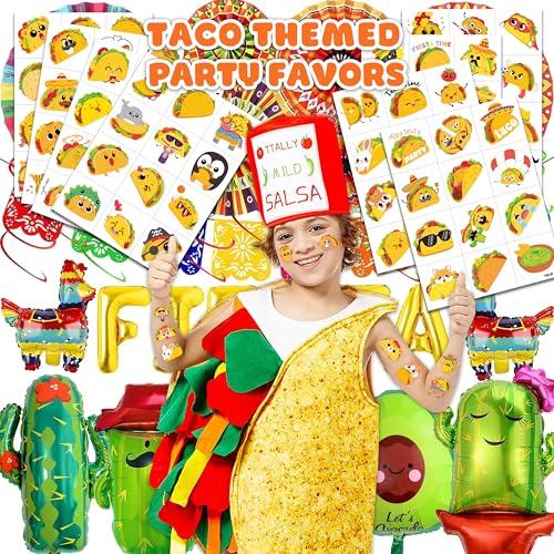 96 PCS Taco Temporary Tattoos for Kids - Mexican Fiesta Party Favors