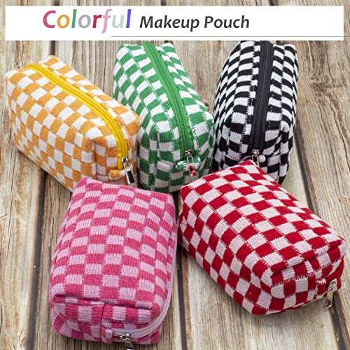 Checkered Makeup Bag Small Cosmetic Pouch Travel Organizer