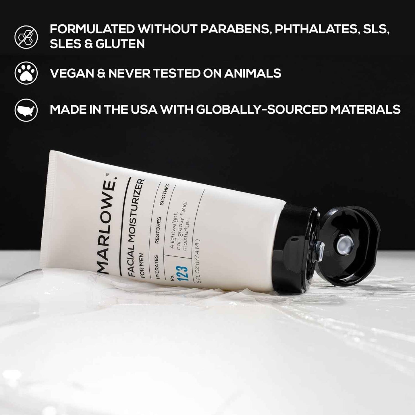 MARLOWE. Skin Care Set, No. 122 Facial Scrub 6 oz & No. 123 Facial Moisturizer 6 oz with Natural Extracts & Antioxidants, Cleanses, Exfoliates, Hydrates & Soothes