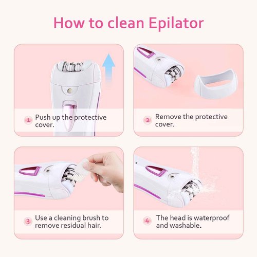 Epilator for Women, Smooth Glide Epilator Facial and Body Hair Remover with LED Light Rechargeable Hair Removal Device for Face, Bikini, Armpits, Arms, and Legs